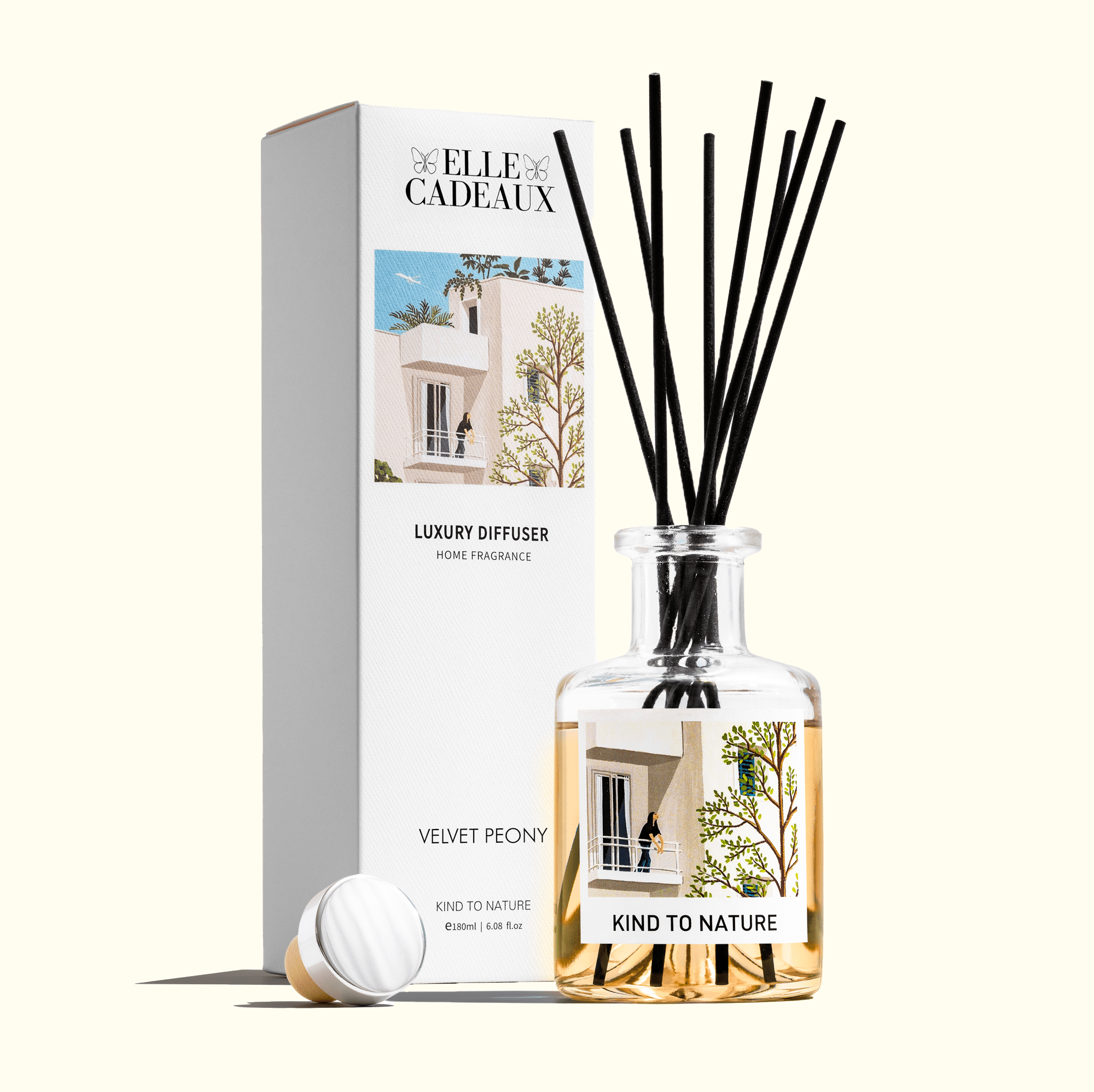 Long - Lasting Premium Oil Reed Diffusers - Set of 4 Signature Fragrances, 6oz each - Elle Cadeaux
