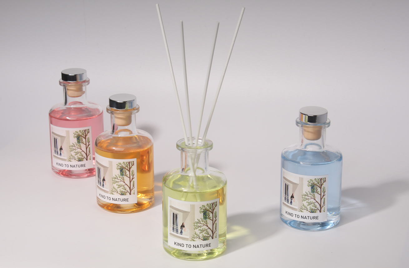 Kind to Nature Premium Reed Diffuser Set, 4 Signature Fragrances, Decorative Glass Bottles