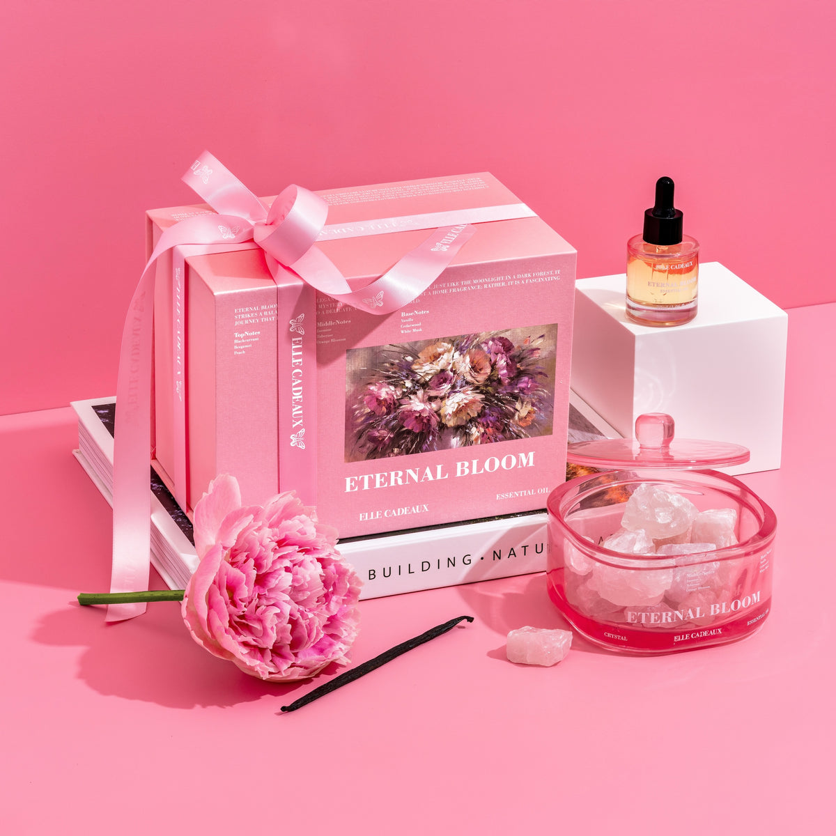 Elle Cadeaux crystal diffuser lifestyle - luxury home fragrance on nightstand