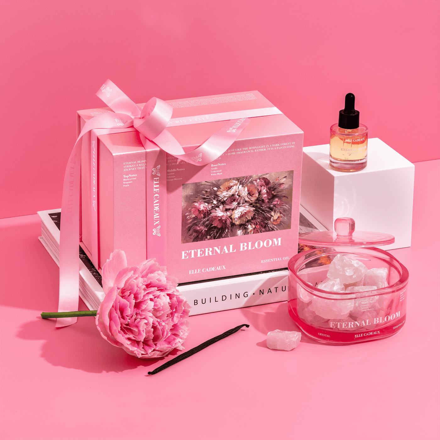 Eternal Bloom crystal diffuser gift set with decorative crystals and fragrance oil